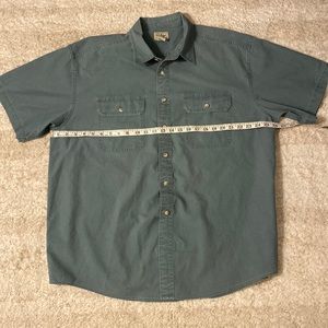 EUC L.L. Bean Men XL Light Green Short Sleeve Cotton Button Up Chest Pocket